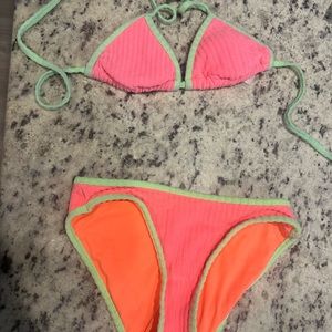 Vibrant Orange and Green Bikini Set